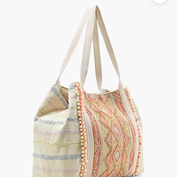 America and Beyond- Embroidered Geometric Tote Bag - Multicolor - Picture 4 of 6